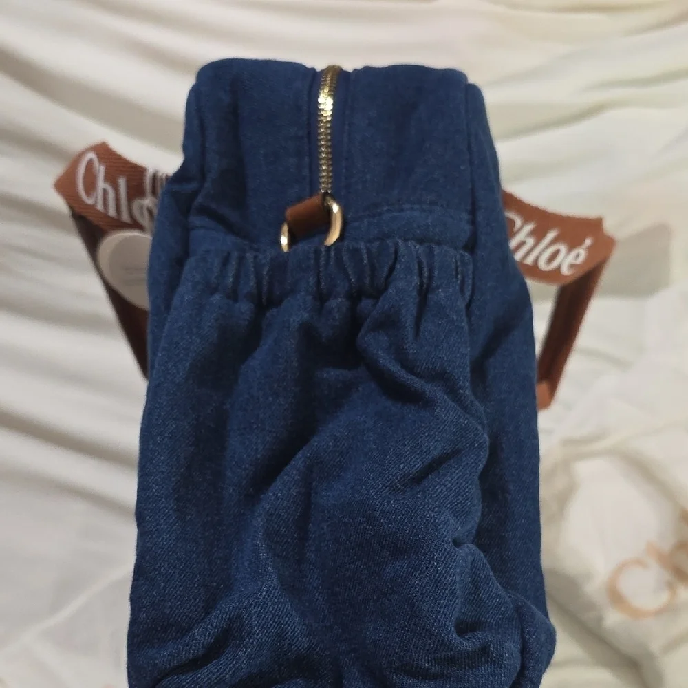 NWT Chloé Denim Blue Logo Baby Changing Diaper Bag Set Authentic